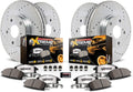 Carbon Fiber Ceramic Brake Pads and Drilled Slotted Brake Rotors L993