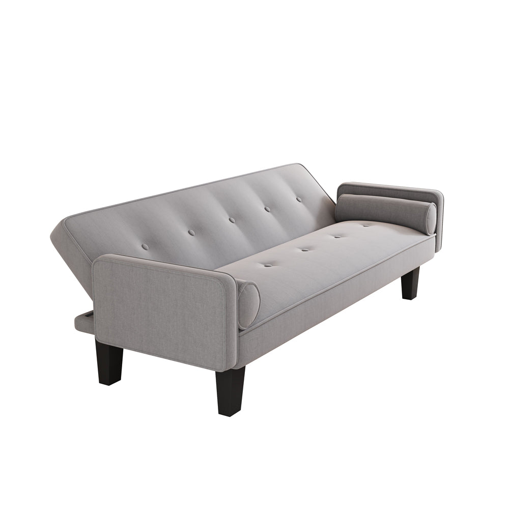 Dark Grey Cotton Linen Sleeper Sofa Bed with Two Pillows F942