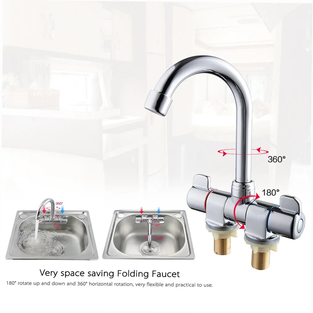 Foldable RV Rotating Two Handle Deck/Wall Mounted Kitchen Hot and Cold Water Mixer Tap A874