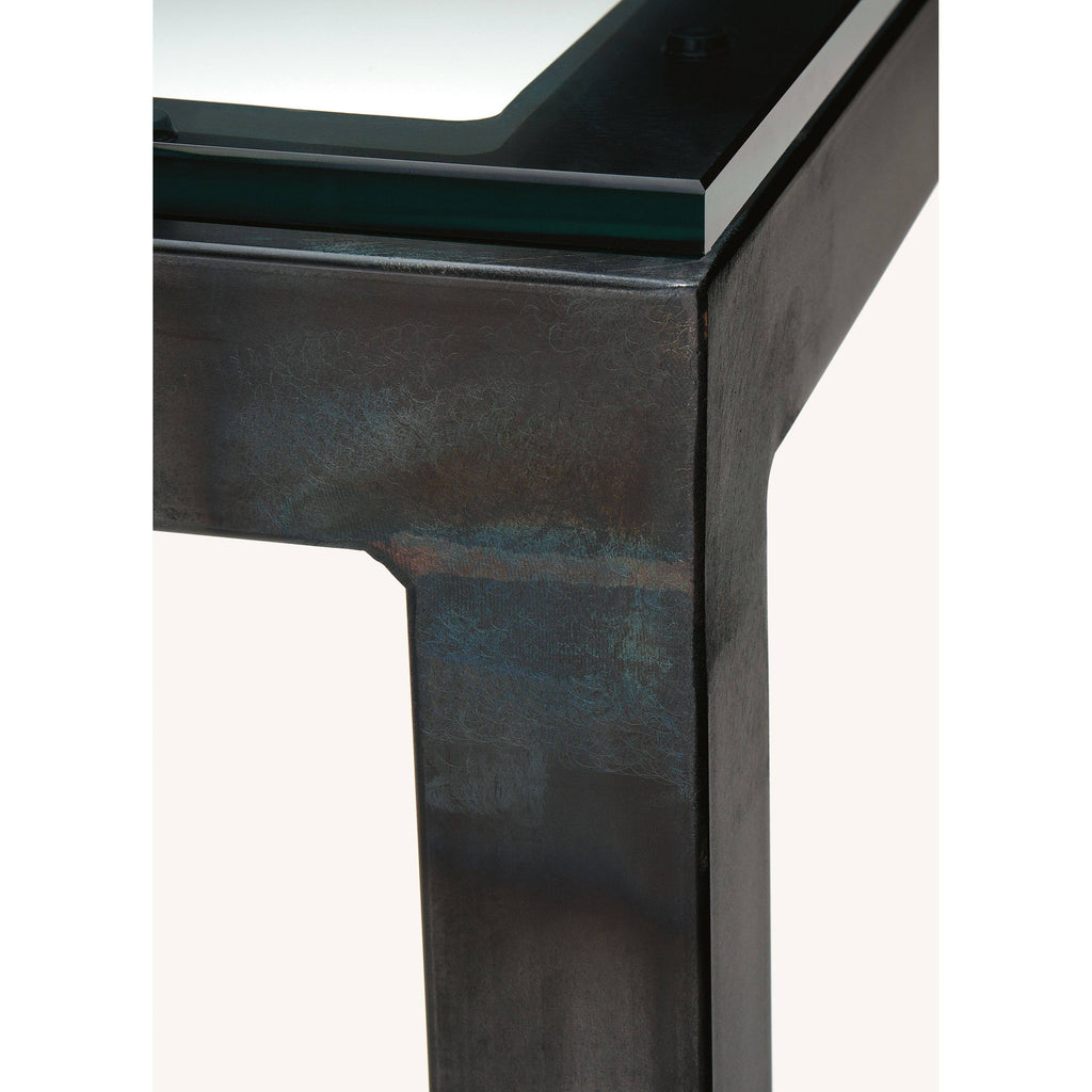 Modern Parsons Bar Table with Satin Etched Tempered Glass Top and White Base P97198
