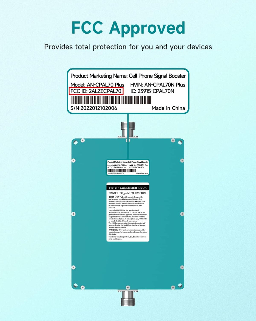 Cell Phone Signal Booster for 3G 4G LTE & 5G, Up to 4,500 sq ft Coverage C96978