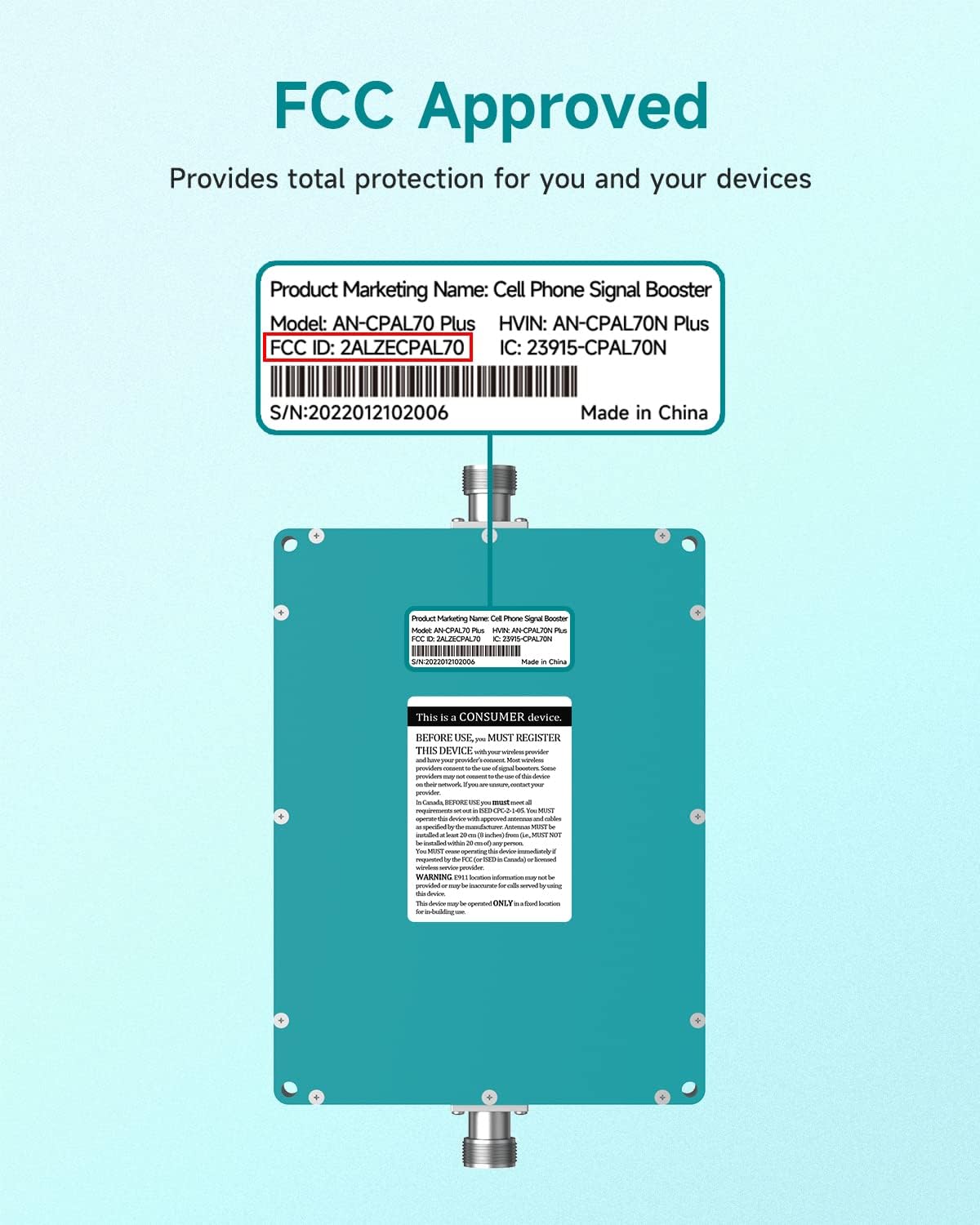 Cell Phone Signal Booster for 3G 4G LTE & 5G, Up to 4,500 sq ft Coverage C96978