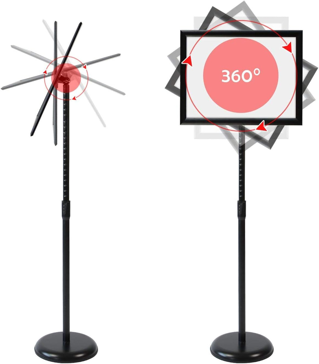 Heavy Duty Adjustable Aluminum Floor Standing Sign Holder, Black R127