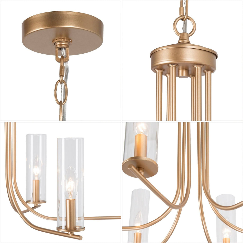 6-Light Gold Glass Chandelier K84207