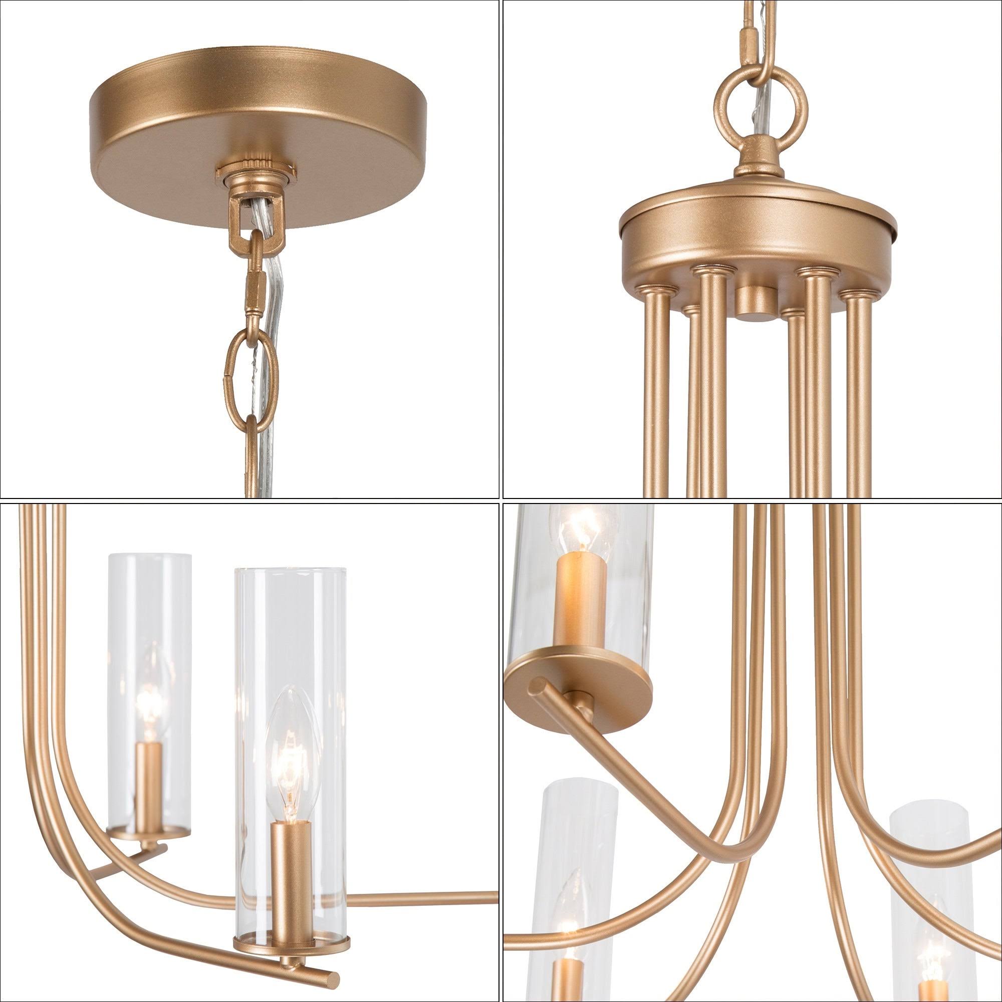 6-Light Gold Glass Chandelier K84207