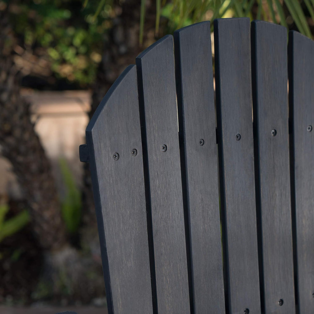2-Pcs Set Dark Grey Acacia Wood Adirondack Barstools Y996