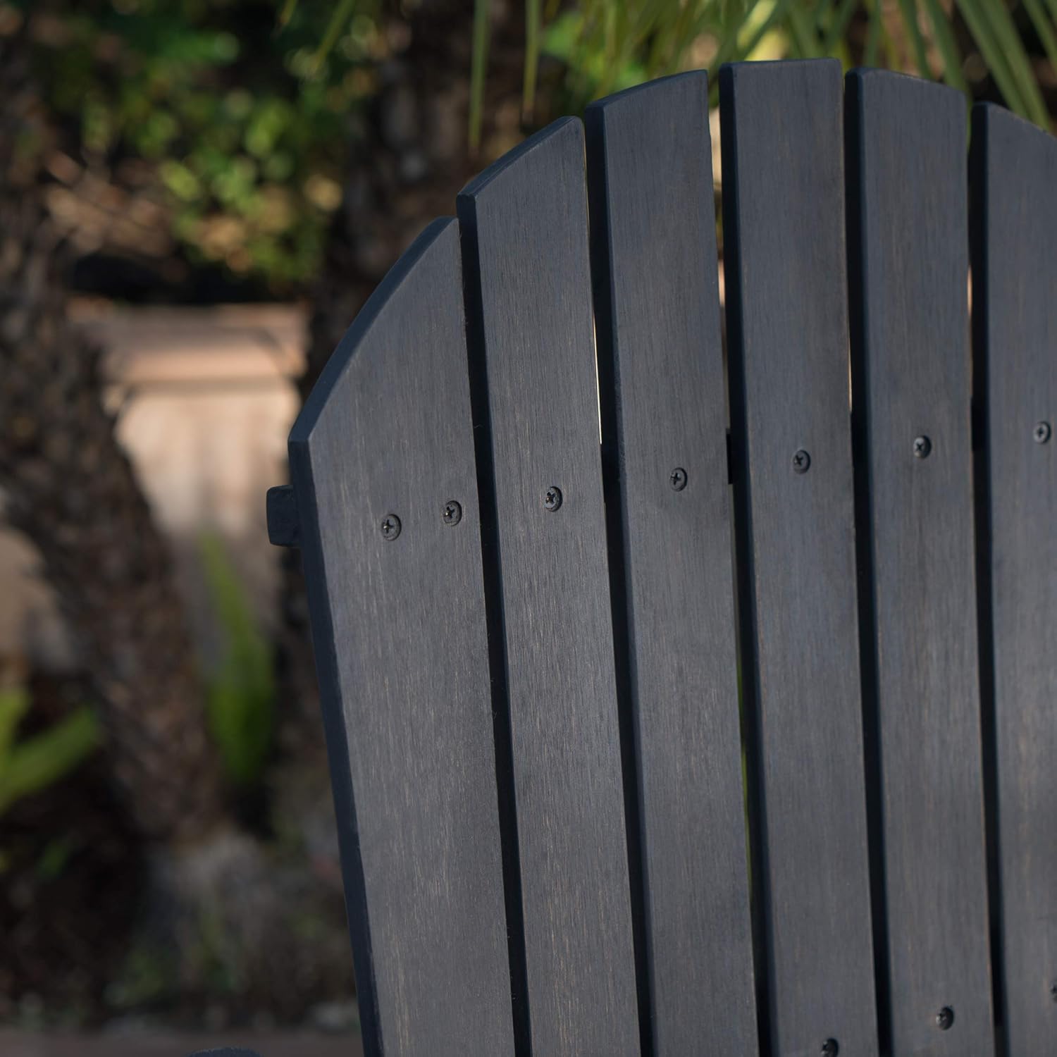 2-Pcs Set Dark Grey Acacia Wood Adirondack Barstools Y996