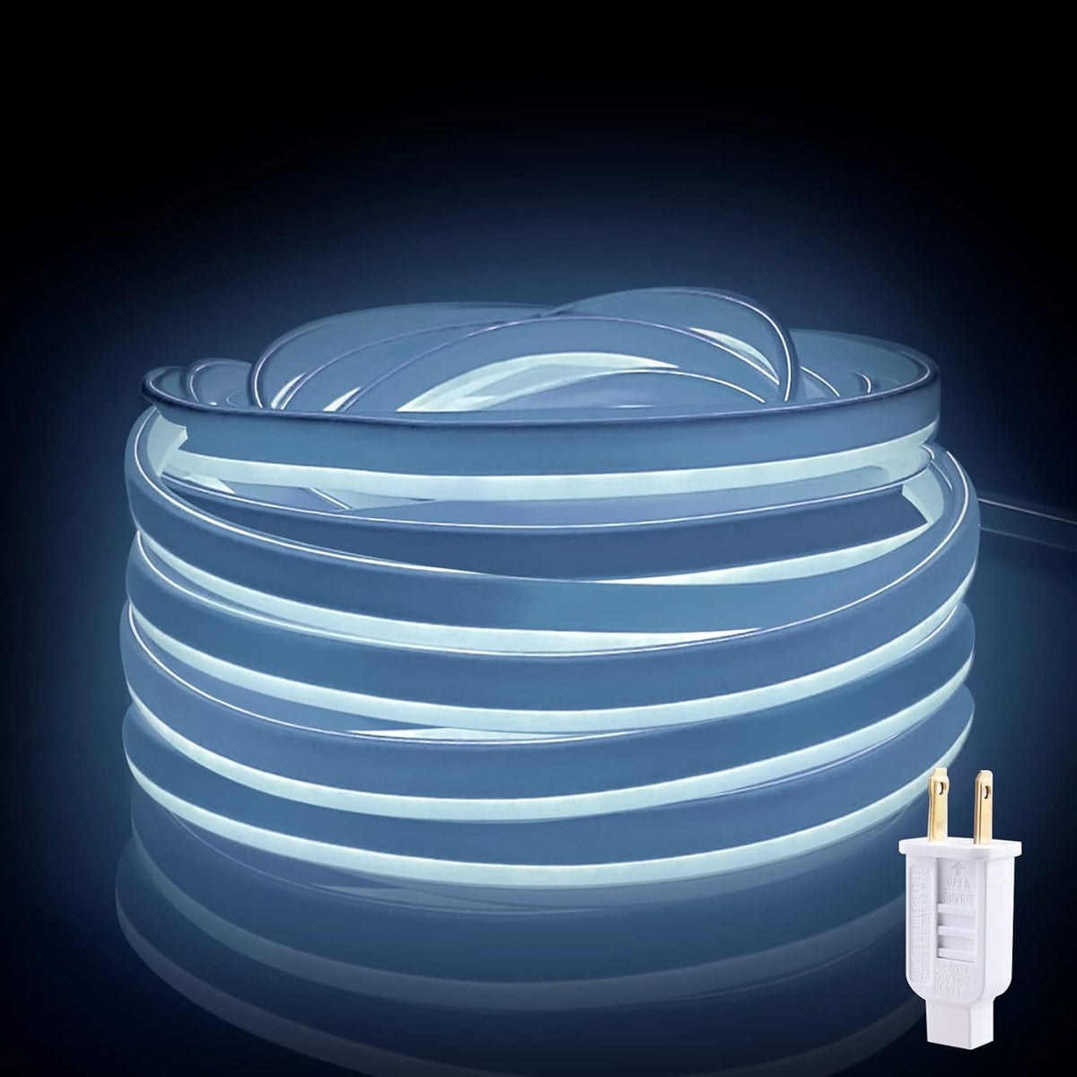Neon Rope Lights 50ft/15m 110V Daylight White LEDs Waterproof Flexible Connectable R27945