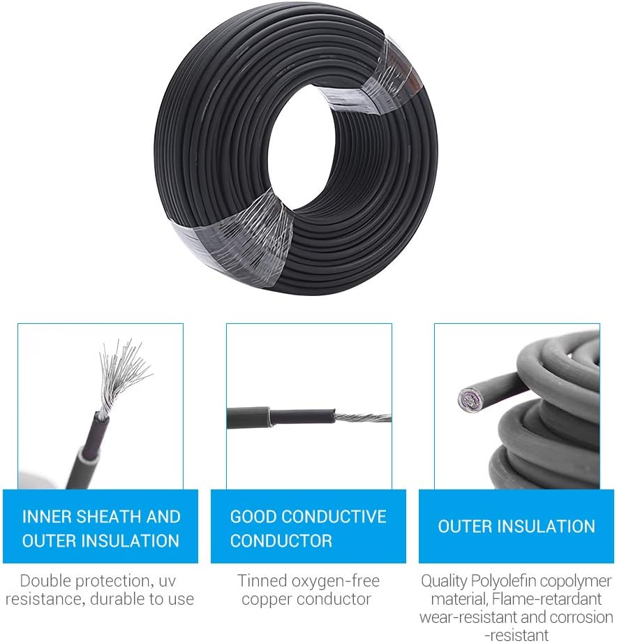10AWG Solar Extension Cable 95 Feet Black Q29589