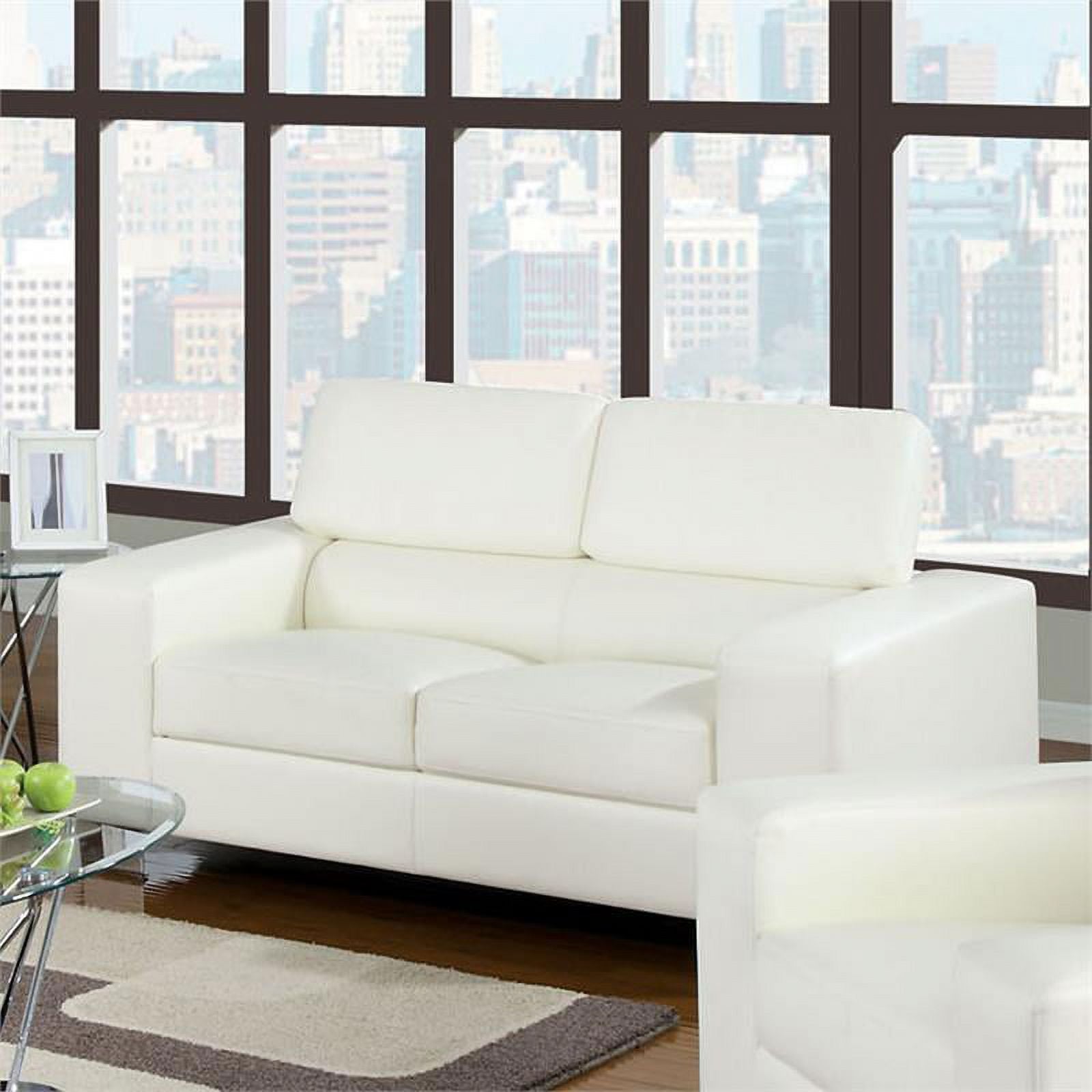 White Faux Leather 2-Piece Sofa Set M389457