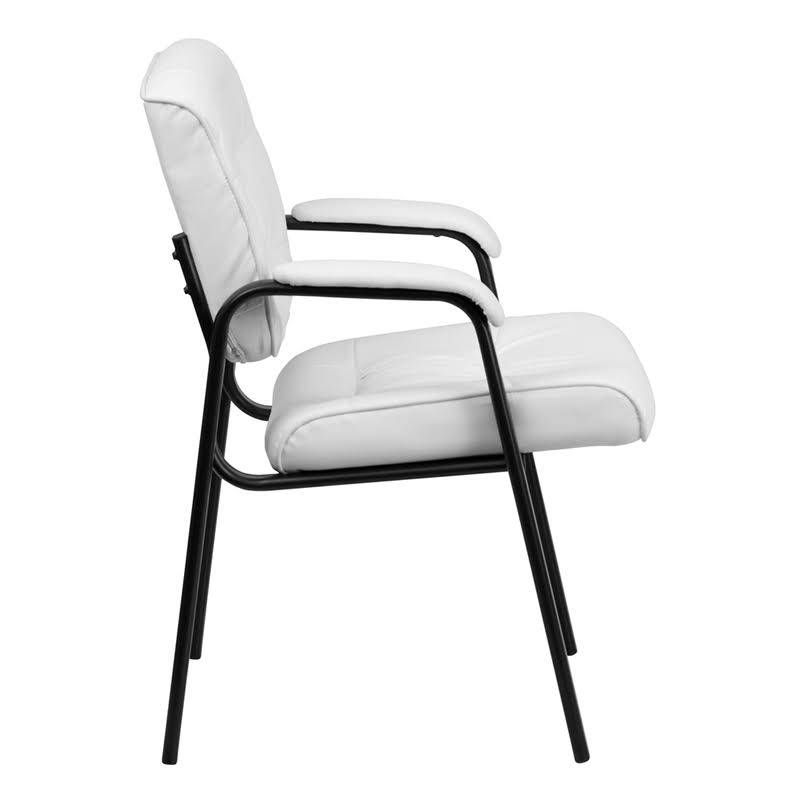 Brown Leather Executive Side Reception Chair with Black Frame Y493677