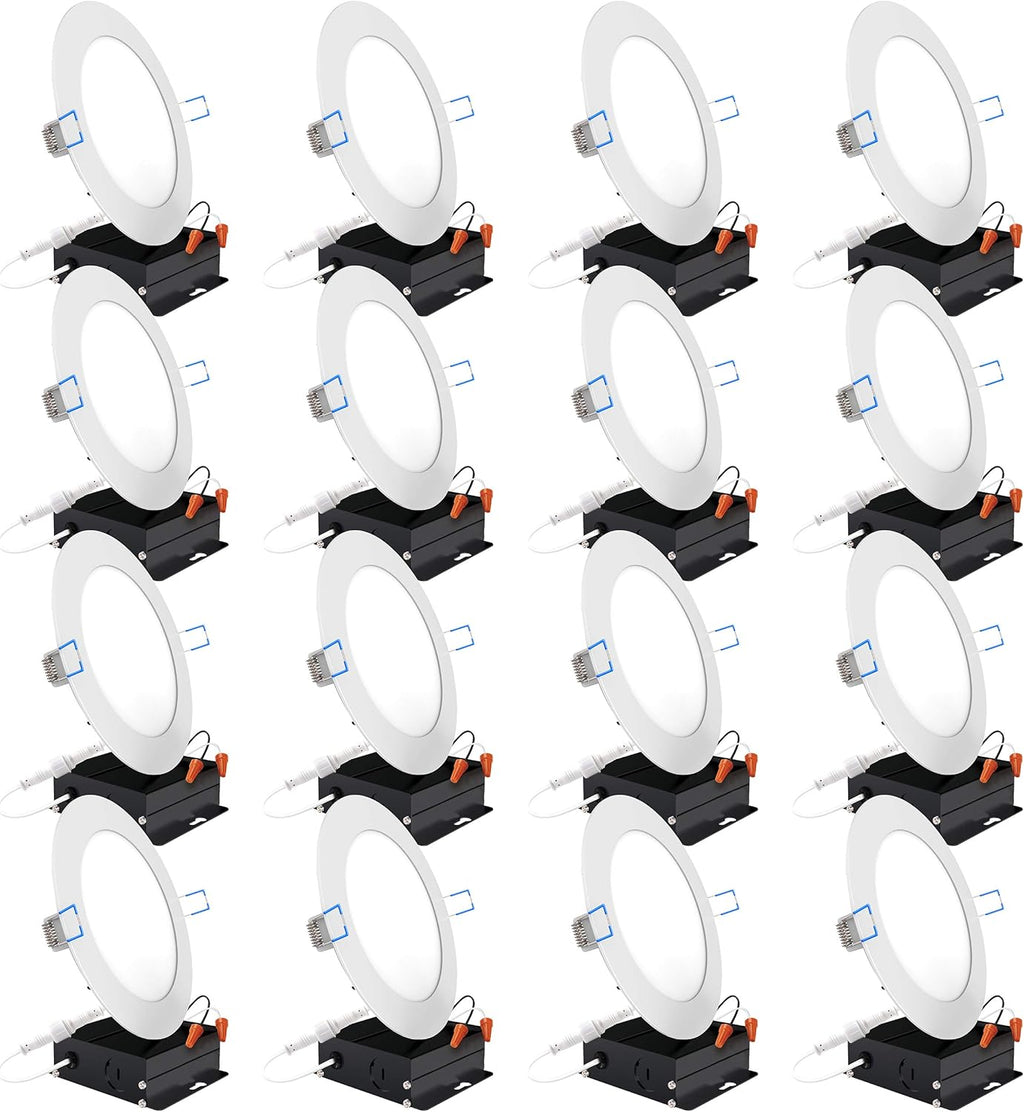 16 Pack 6 Inch Ultra Thin LED Recessed Ceiling Lights, 3000K Warm White, Dimmable 14W O650