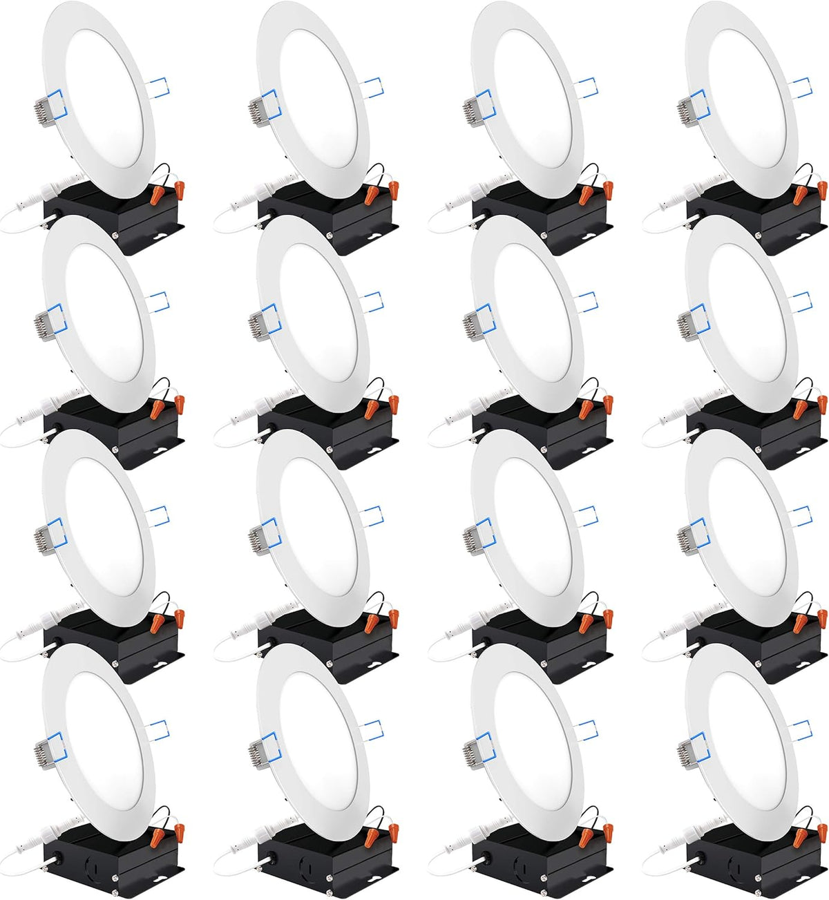 16 Pack 6 Inch Ultra Thin LED Recessed Ceiling Lights, 3000K Warm White, Dimmable 14W O650
