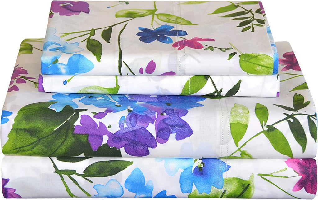 Queen 4-Piece Cotton Percale Bed Sheets with Deep Pockets N747861