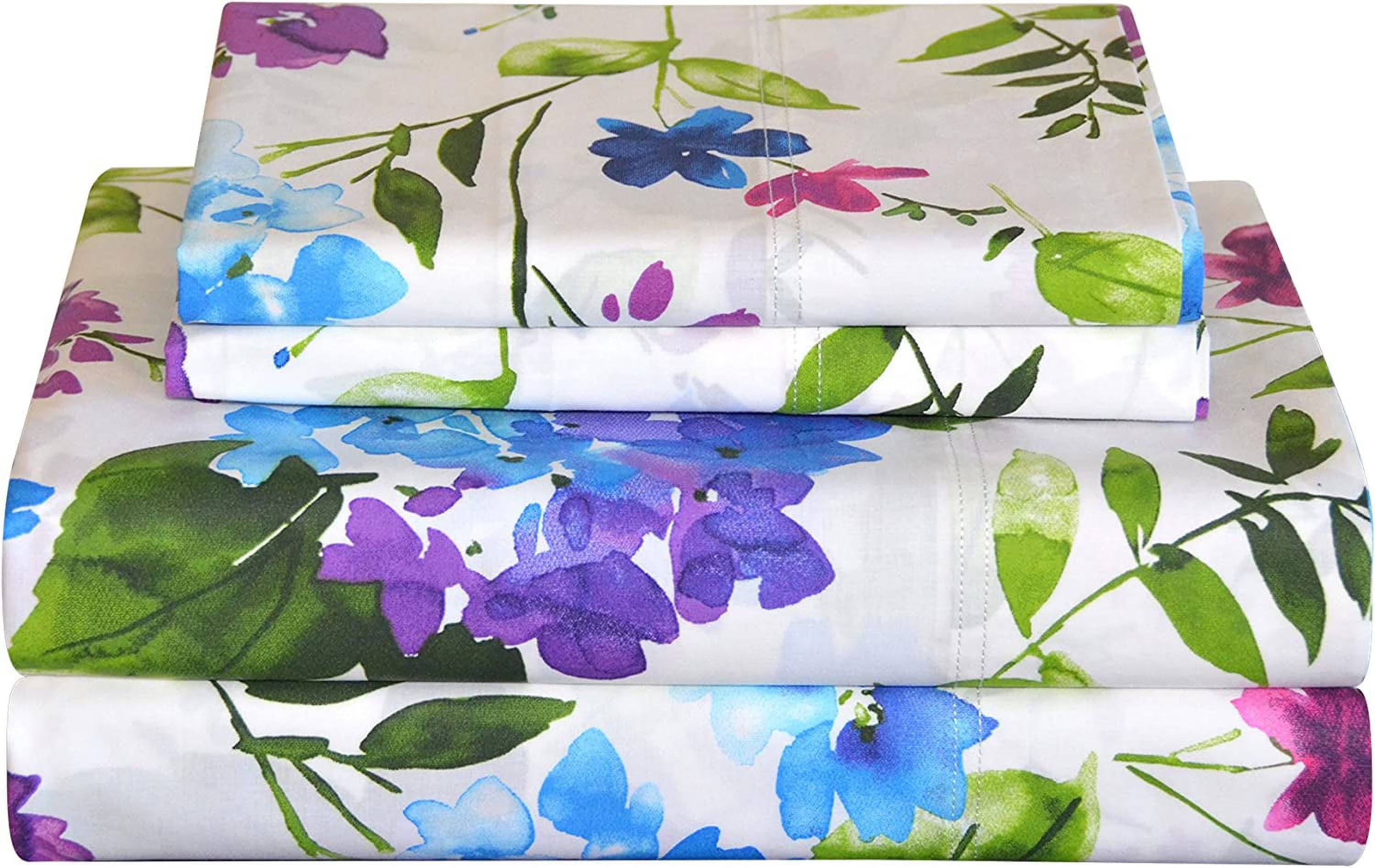 Queen 4-Piece Cotton Percale Bed Sheets with Deep Pockets N747861