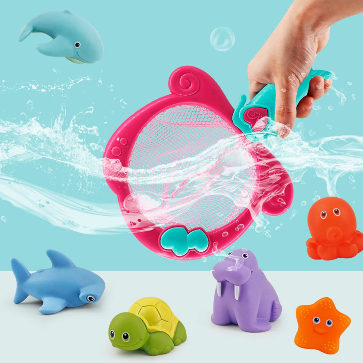 Color Changing Floating Baby Bath Toys with Mermaid Net N63615