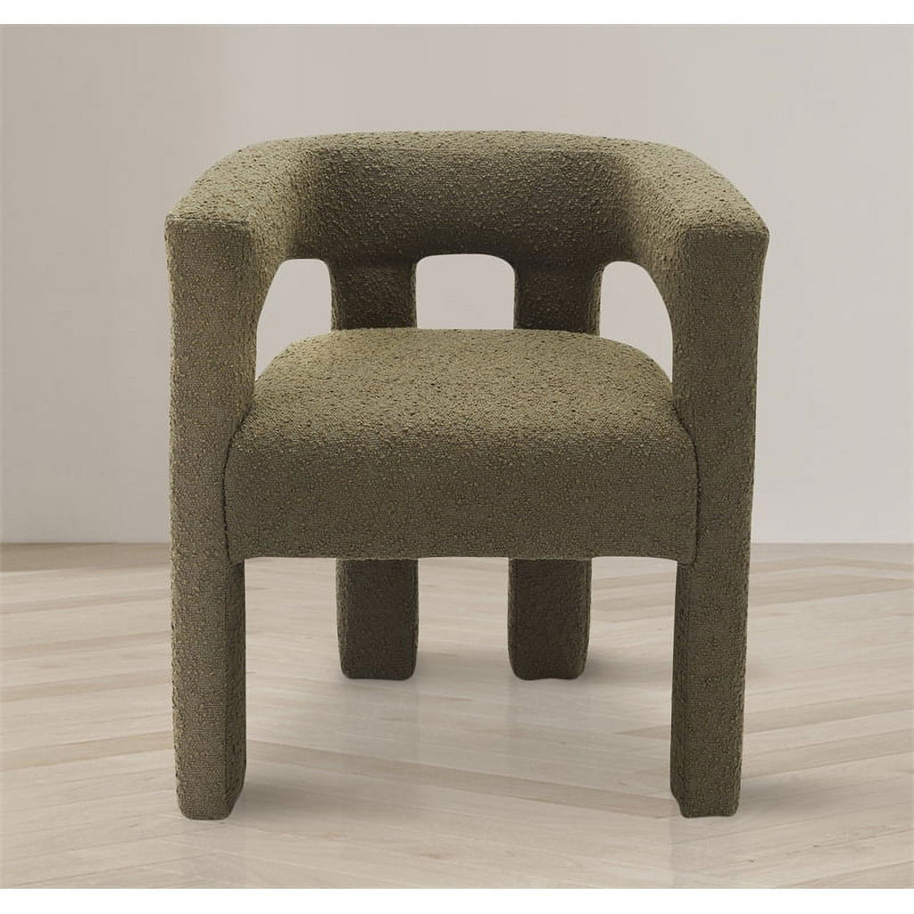 Olive Green Boucle Fabric Accent Chair Z977934