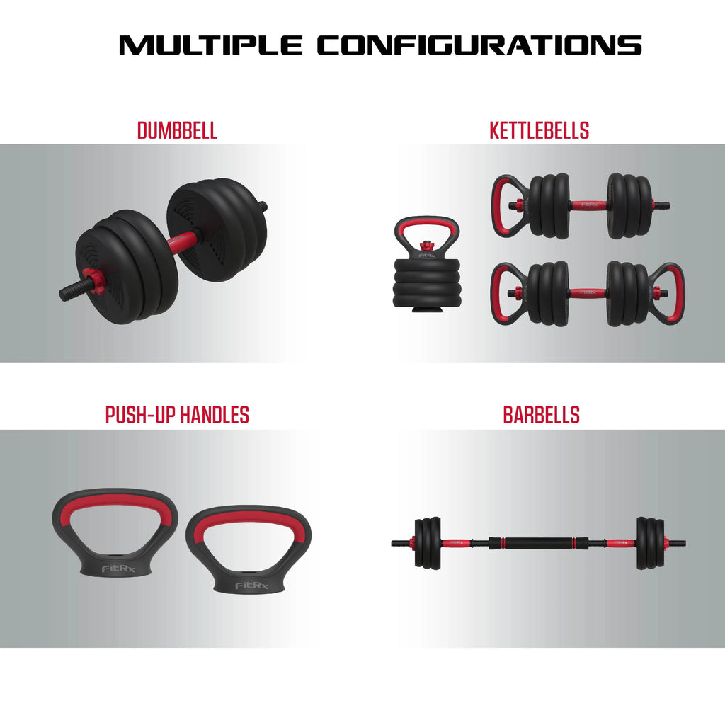60 lbs 4-in-1 Adjustable Dumbbell Barbell Kettlebell Weight Set I4885