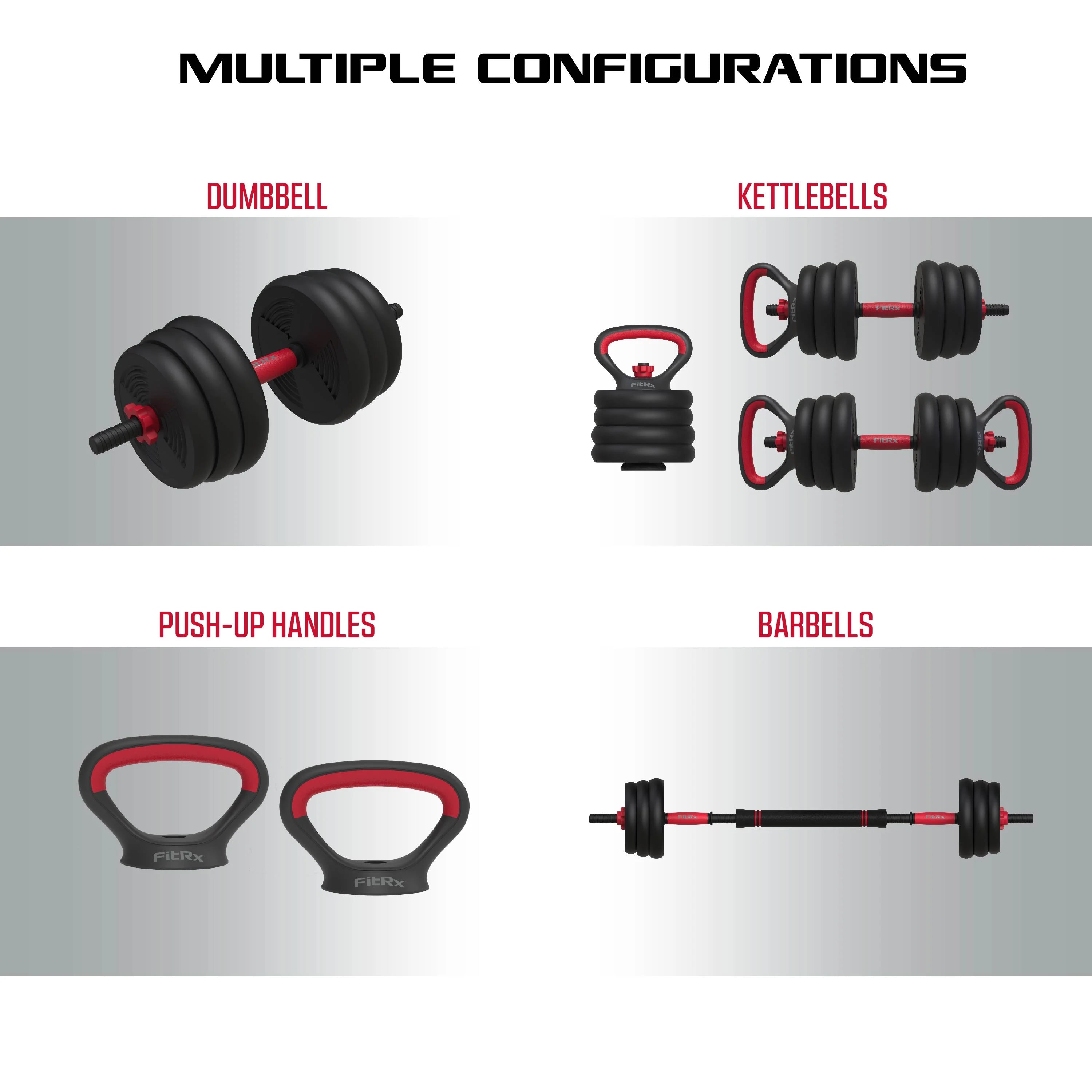 60 lbs 4-in-1 Adjustable Dumbbell Barbell Kettlebell Weight Set I4885