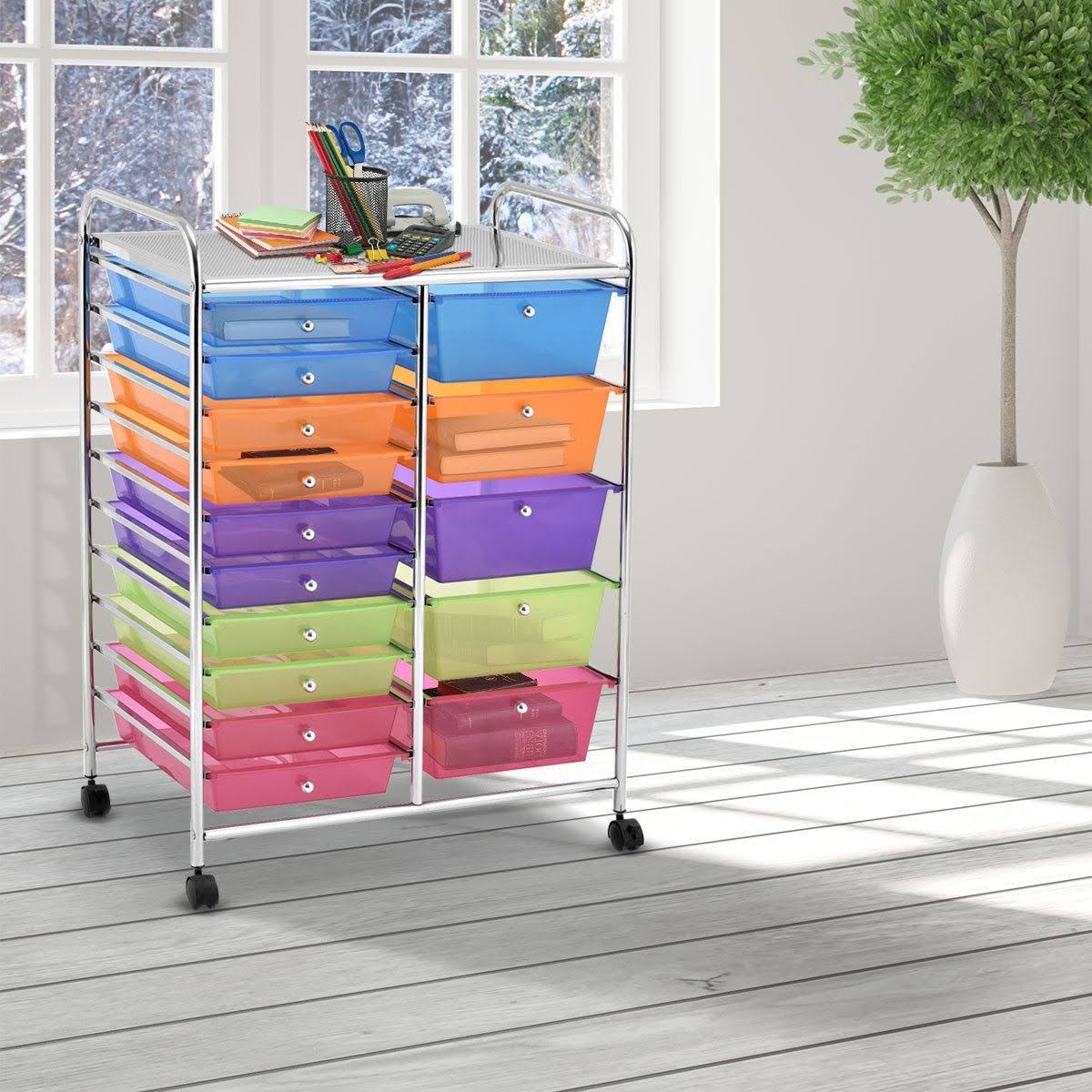 15 Drawers Rolling Storage Cart Organizer J152553