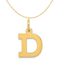 14K Yellow Gold Block Letter D Initial Pendant Charm with Rope Chain Necklace 16'' D759001