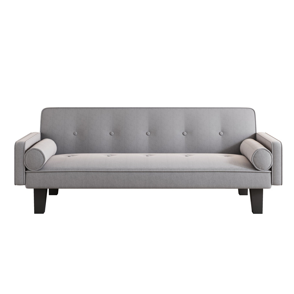 Dark Grey Cotton Linen Sleeper Sofa Bed with Two Pillows F942