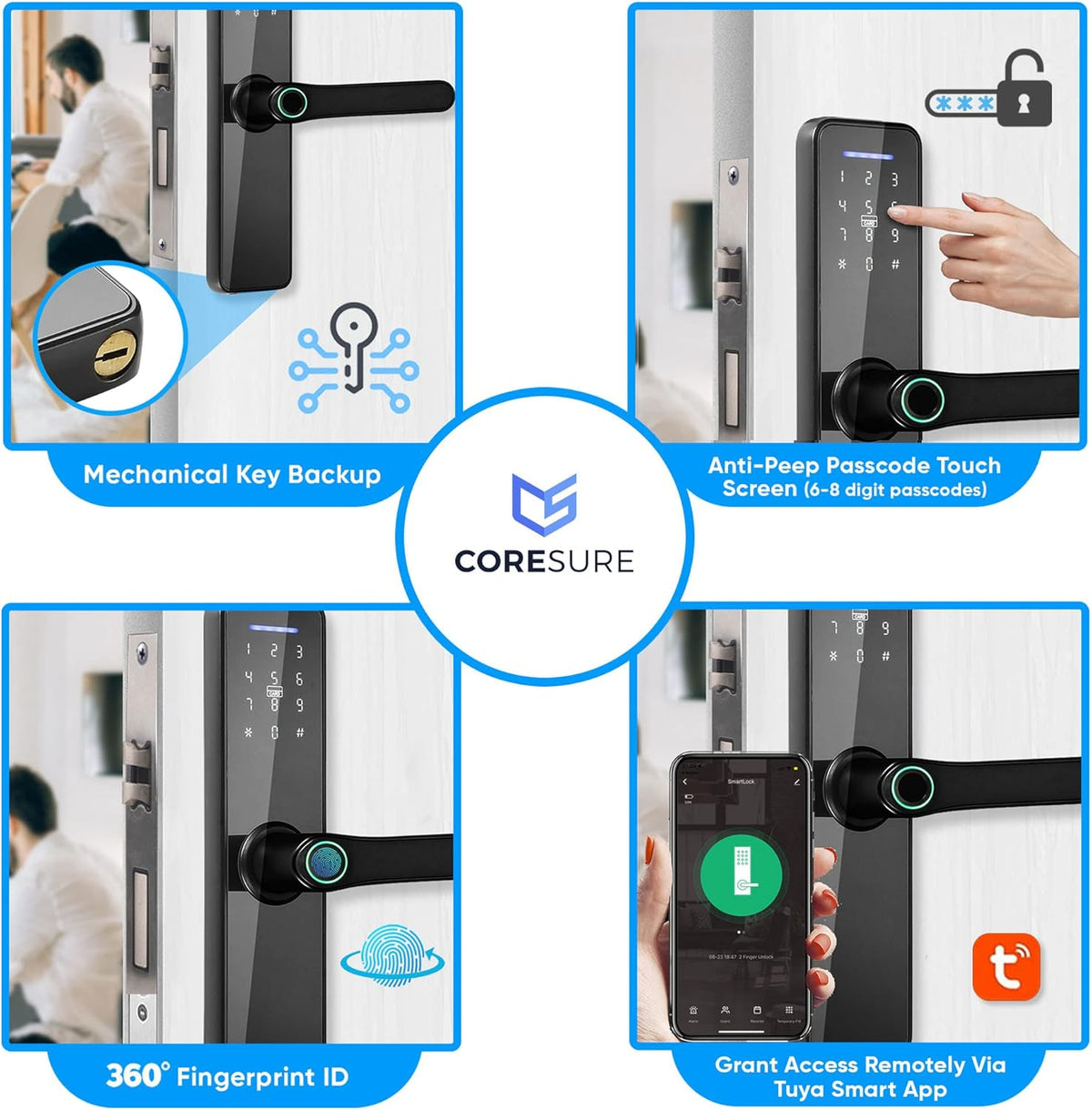 Smart Keyless Entry Door Lock with Fingerprint Electronic Deadbolt T89631