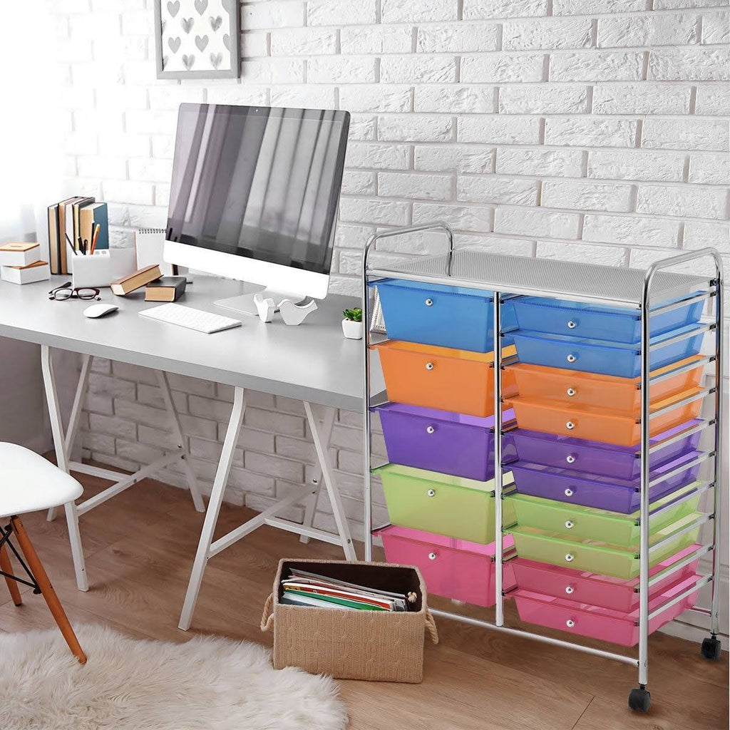 15 Drawers Rolling Storage Cart Organizer J152553