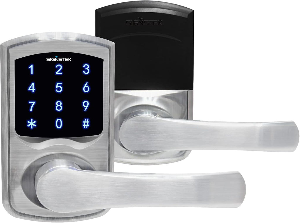 Satin Nickel Touchscreen Keypad Door Lock with Hidden Mechanical Key D4623
