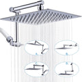 Chrome 10 Inch Rain Shower Head with 13" Adjustable Extension Arm, Pack of 2 N386262