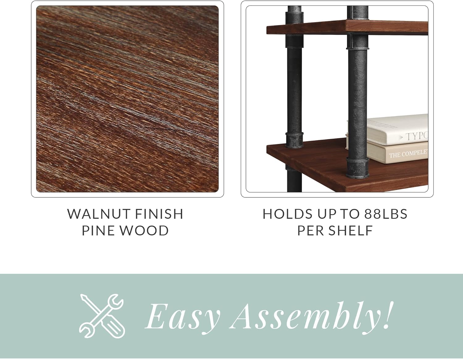 5-Tier Solid Pine Wood Bookshelf K73226