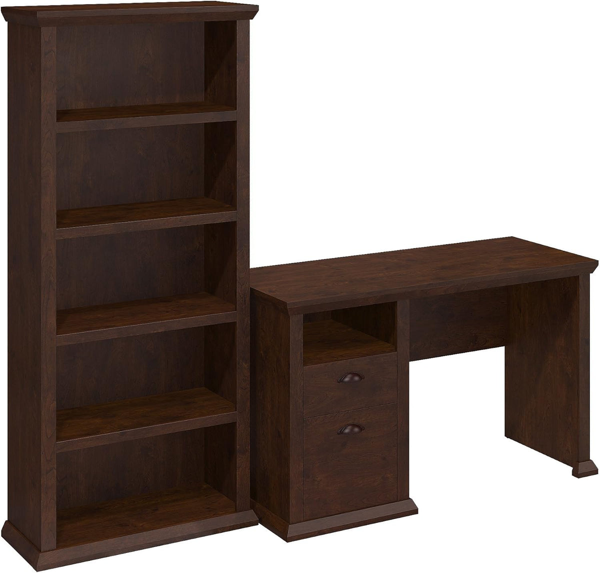 Antique Cherry 50W Desk with 5 Shelf Bookcase T386