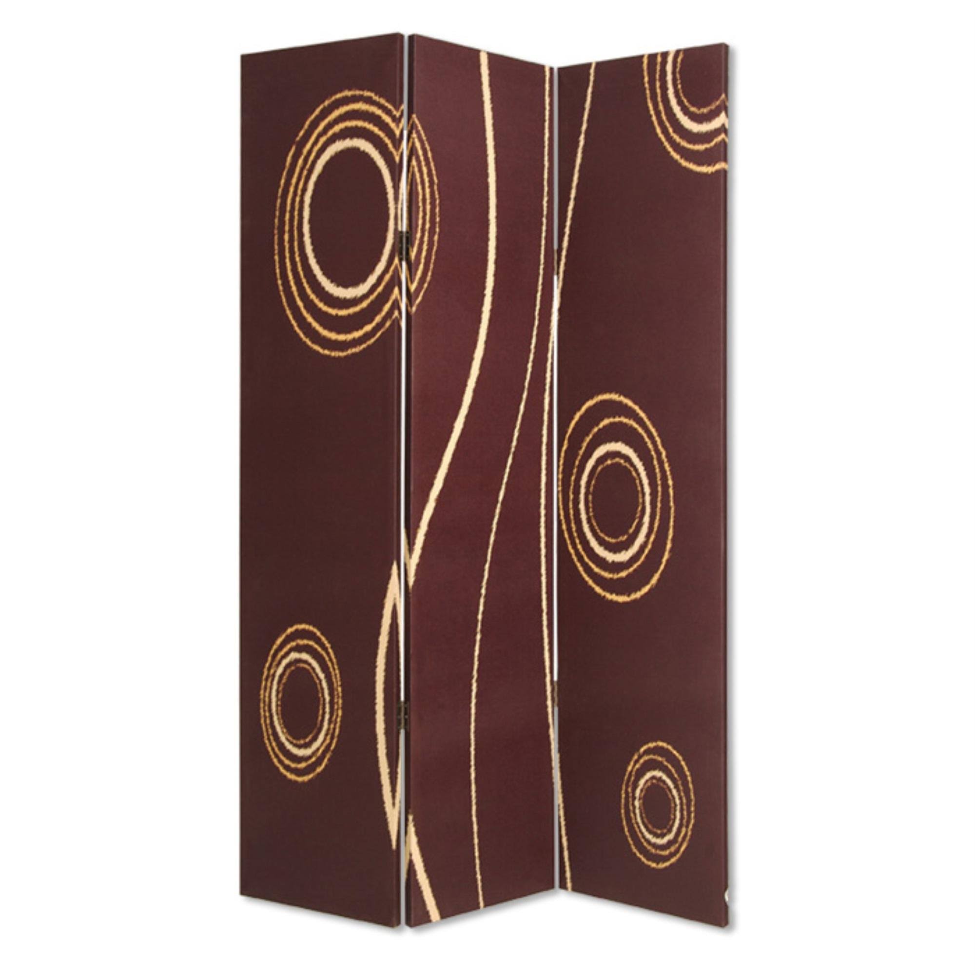 3 Panel Foldable Canvas Room Divider Brown and Yellow E2772