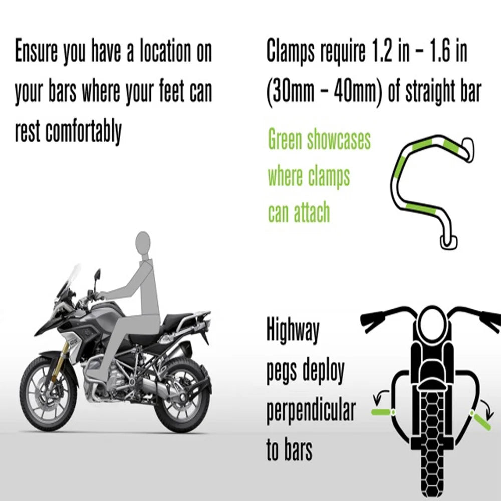 Universal Motorcycle 360 Rotatable Highway Crash Bar Foot Pegs I4004