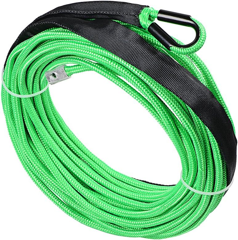85ft x 3/8 inch Synthetic Winch Line Rope with Heat Rock Guard T394