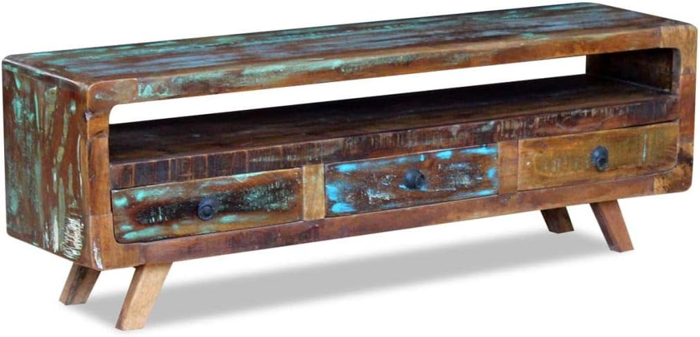 Vintage TV Stand with 3 Drawers Solid Reclaimed Wood Y937182