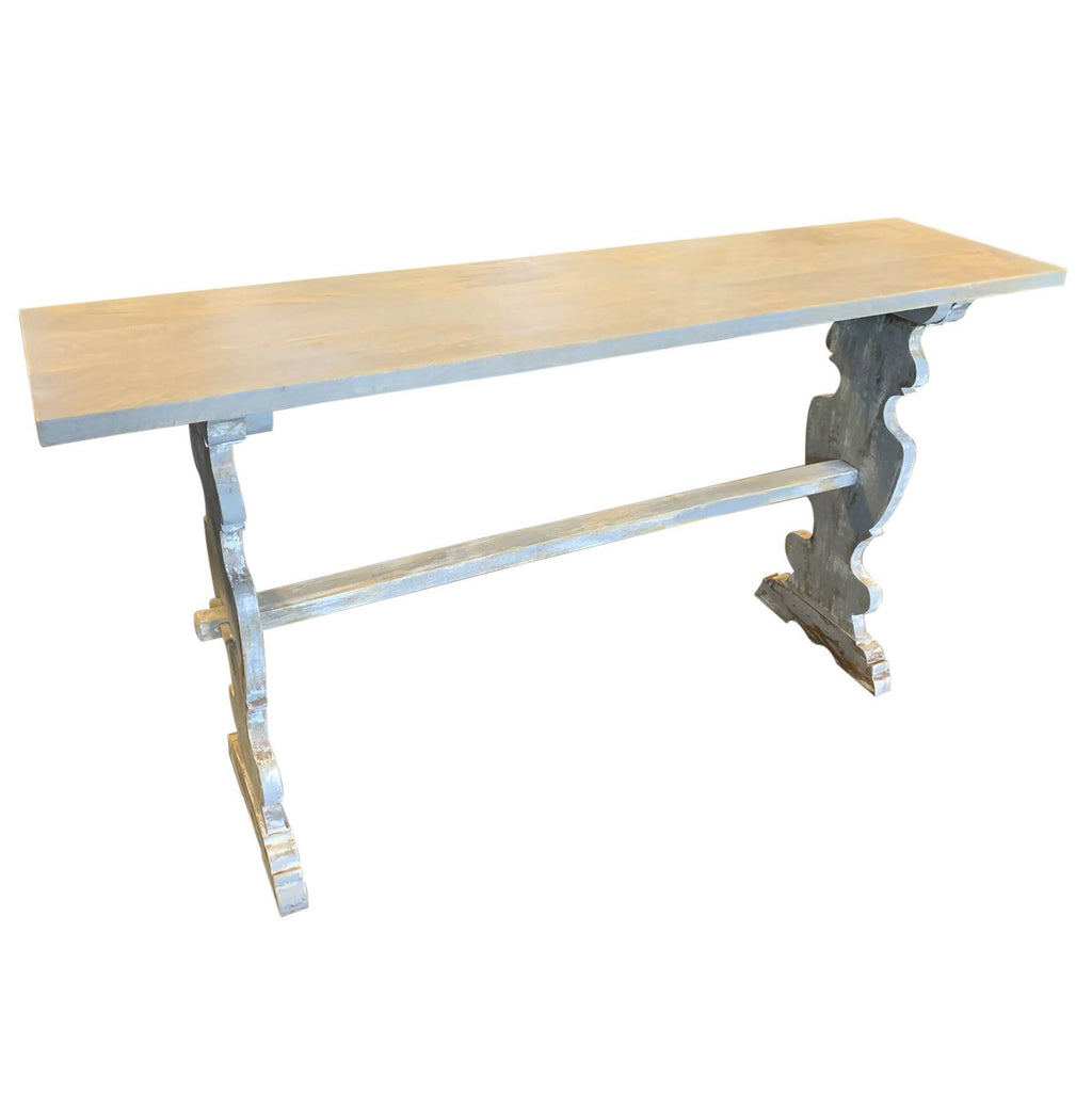 Grey Mango Wood Carved Leg Console Table K9509