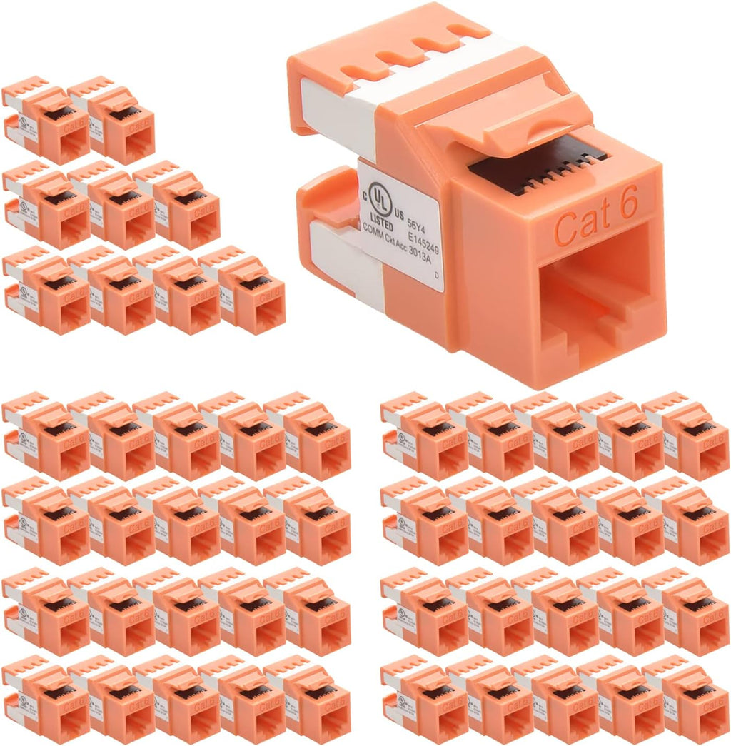 Cat.6 RJ45 Keystone Jack (50-Pack, Gray) D941