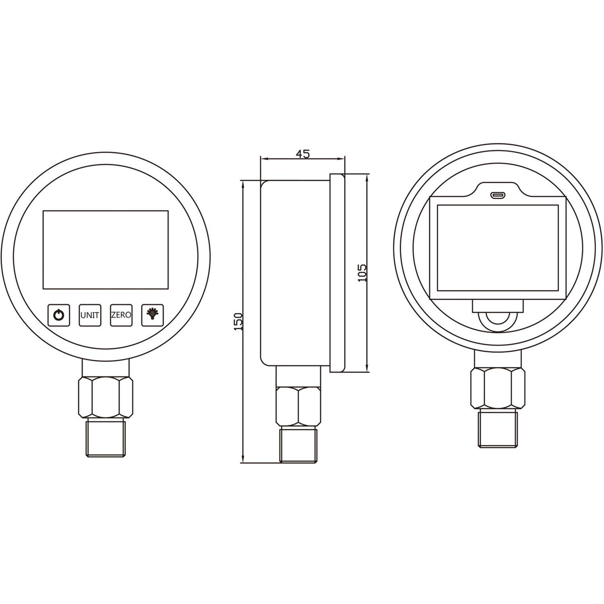 Digital Pressure Gauge 0-10000psi/bar, 1/4NPT, Stainless Steel Case X348821