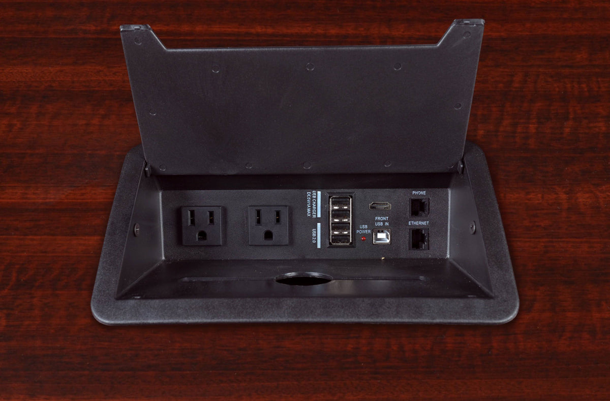 Mahogany Racetrack Conference Table with Power Data Grommet G3627