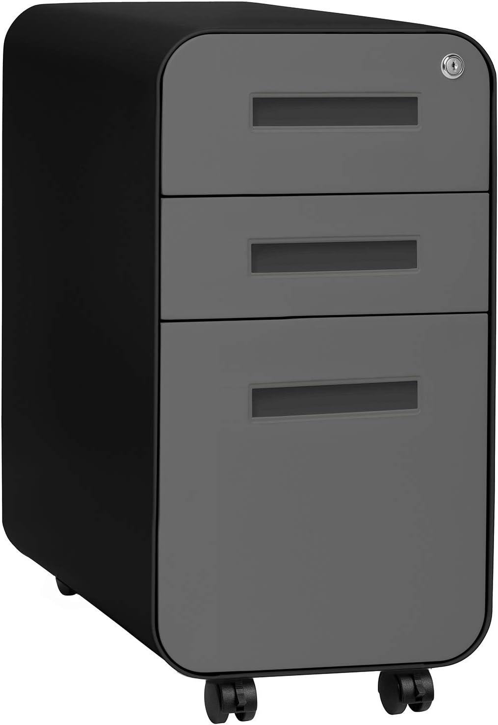 3-Drawer Mobile File Cabinet, White/Red T173