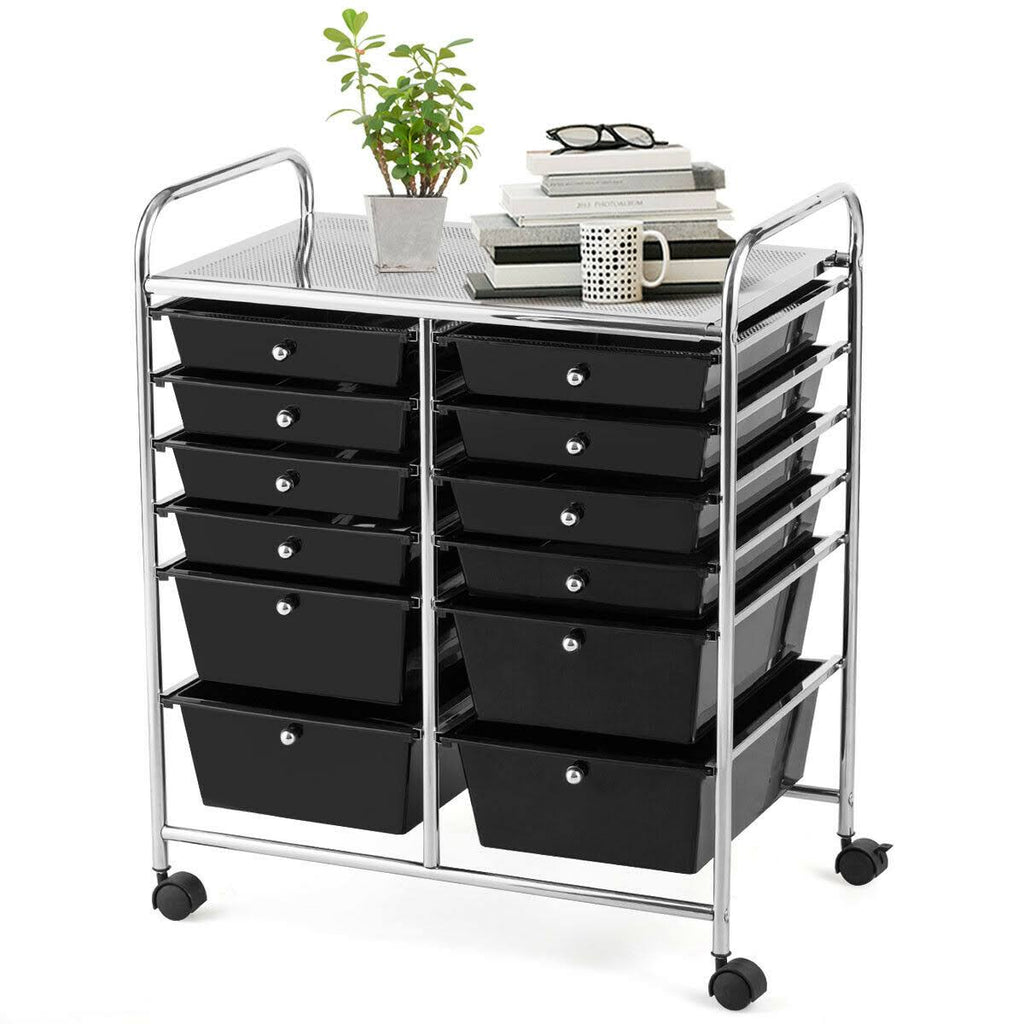 12 Drawers Black Rolling Storage Cart C956349