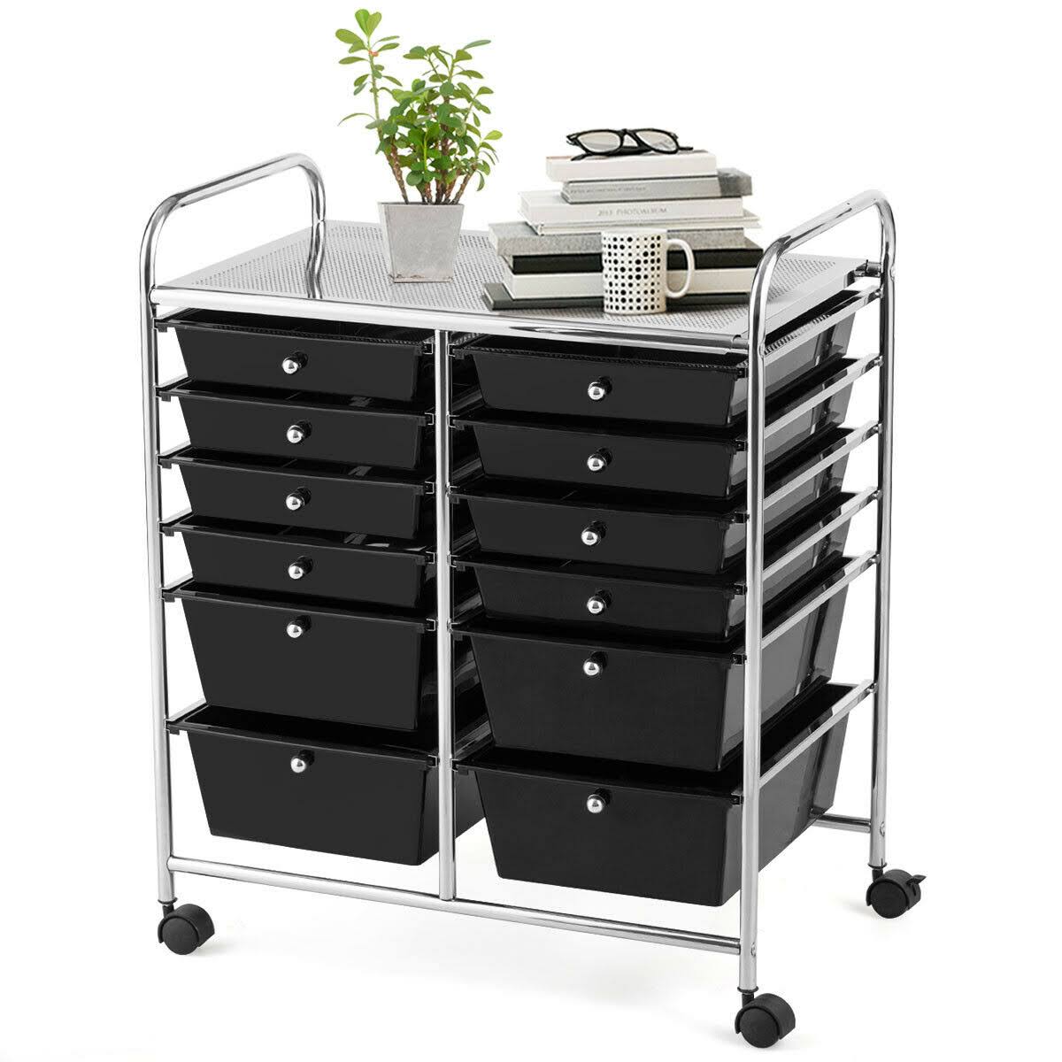 12 Drawers Black Rolling Storage Cart C956349