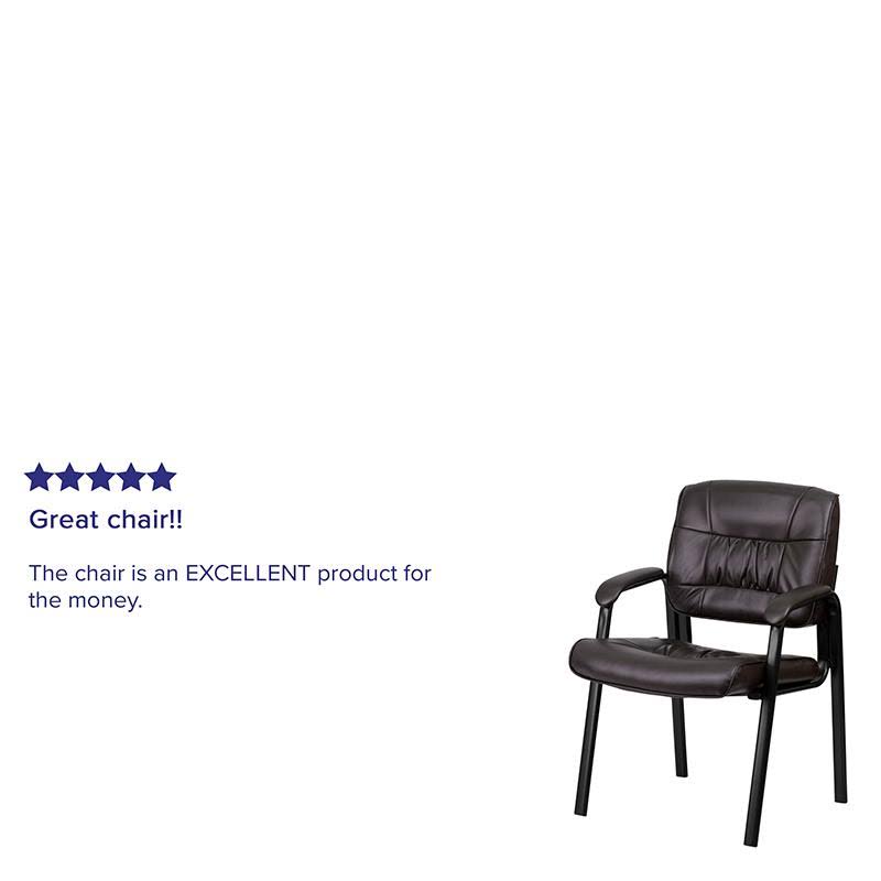 Brown Leather Executive Side Reception Chair with Black Frame Y493677