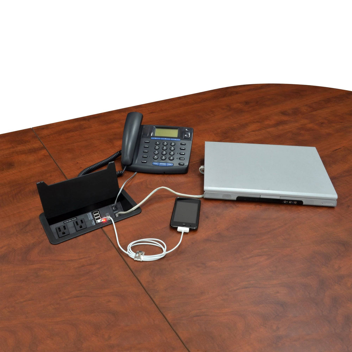 Mahogany Racetrack Conference Table with Power Data Grommet G3627
