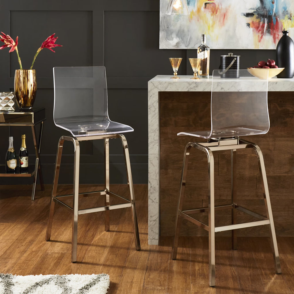 Champagne Gold Acrylic Swivel Bar Stools, Set 2 L299170