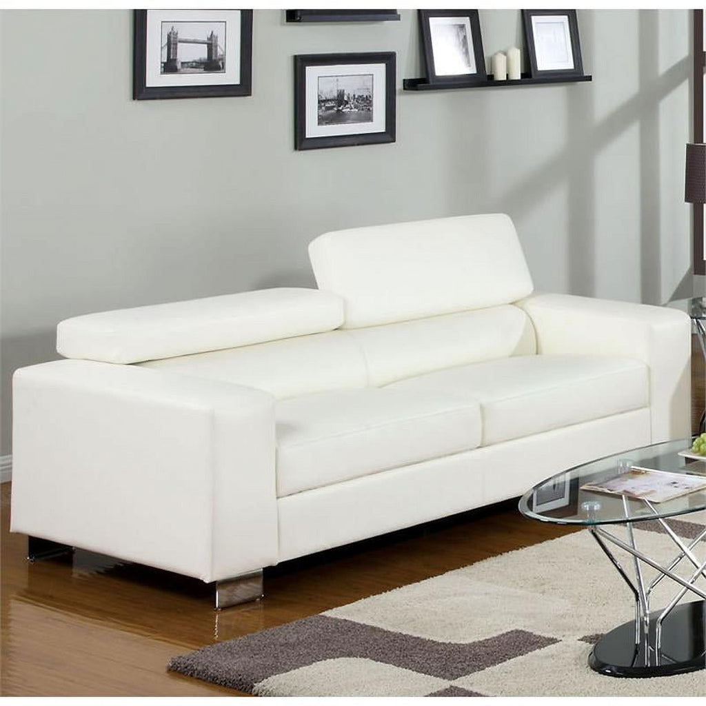 White Faux Leather 2-Piece Sofa Set M389457