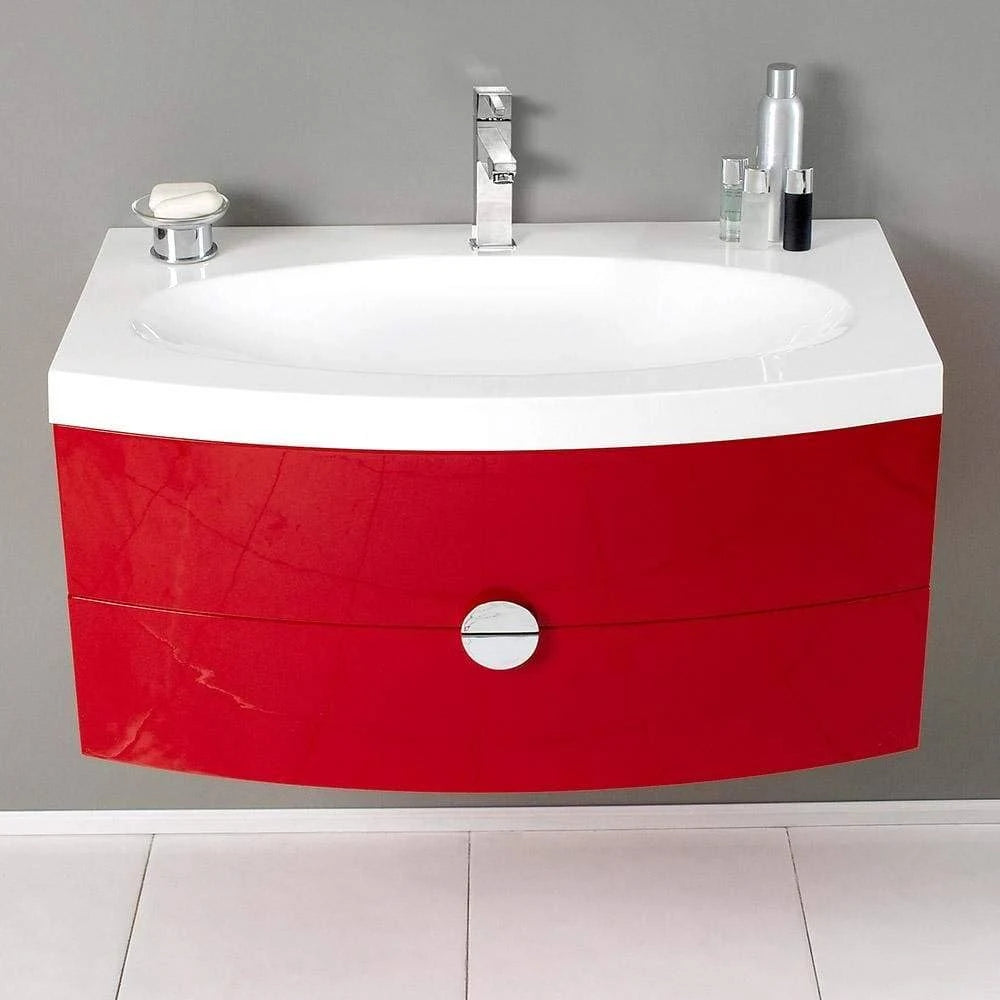 Orange Modern Bathroom Cabinet with Integrated Sink X870819
