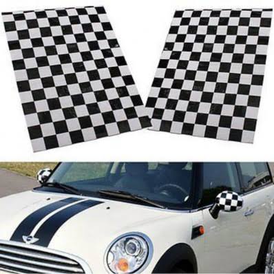 Shiny Black and White Checkered Car Wrap Decorative Vinyl Film 152cm x 100cm P79857