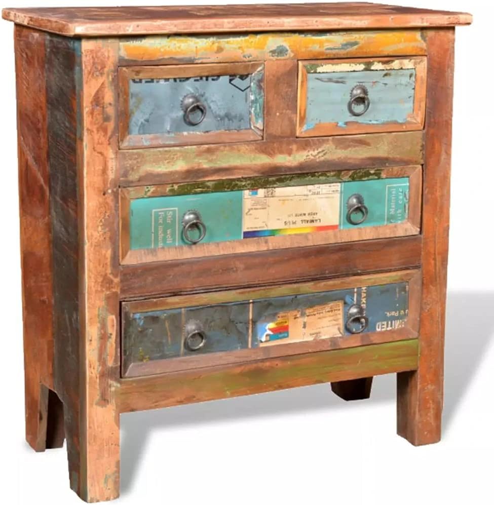 Solid Reclaimed Wood Cabinet 4 Drawers Sideboard N9869